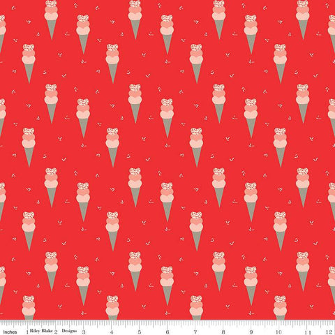 SALE I Love Us Cones C13961 Red by Riley Blake Designs - Valentine's Day Valentines Ice Cream Cones - Quilting Cotton Fabric