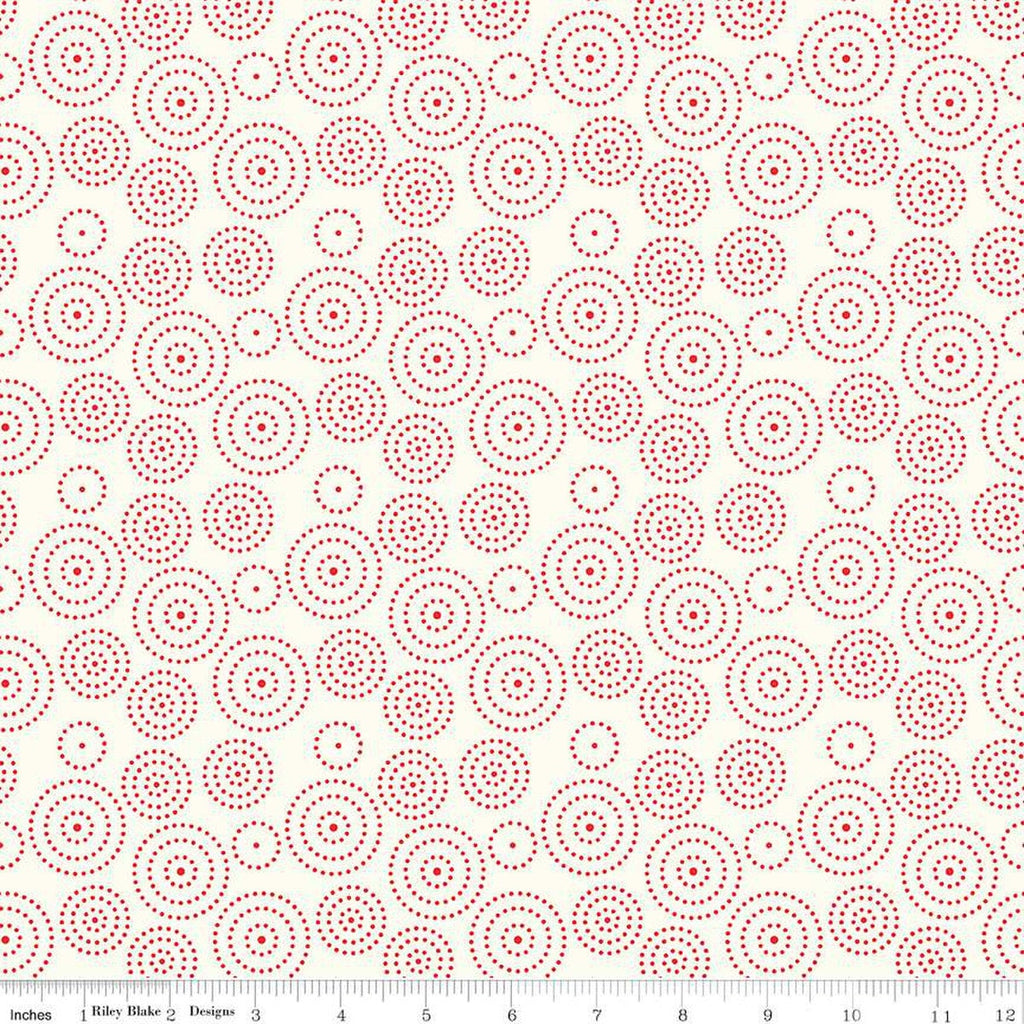 I Love Us Circle Dots C13965 Cream by Riley Blake Designs - Valentine's Day Valentines Concentric Circles - Quilting Cotton Fabric