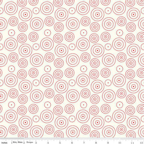 I Love Us Circle Dots C13965 Cream by Riley Blake Designs - Valentine's Day Valentines Concentric Circles - Quilting Cotton Fabric