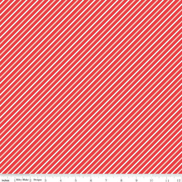 SALE I Love Us Stripes C13966 Red - Riley Blake Designs - Valentine's Day Valentines Diagonal Stripe Striped - Quilting Cotton Fabric