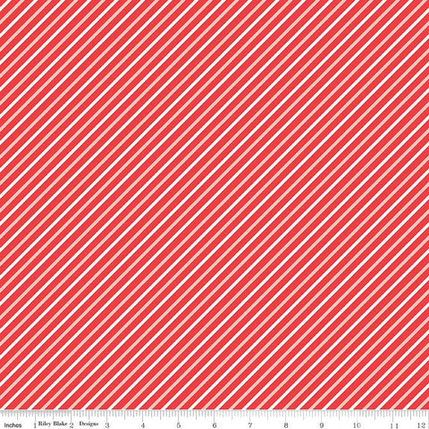 I Love Us Stripes C13966 Red by Riley Blake Designs - Valentine's Day Valentines Diagonal Stripe Striped - Quilting Cotton Fabric