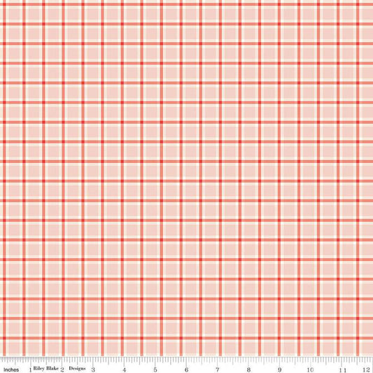 Fat Quarter End of Bolt - SALE I Love Us Plaid C13968 Blush by Riley Blake Designs - Valentine's Day Valentines - Quilting Cotton Fabric