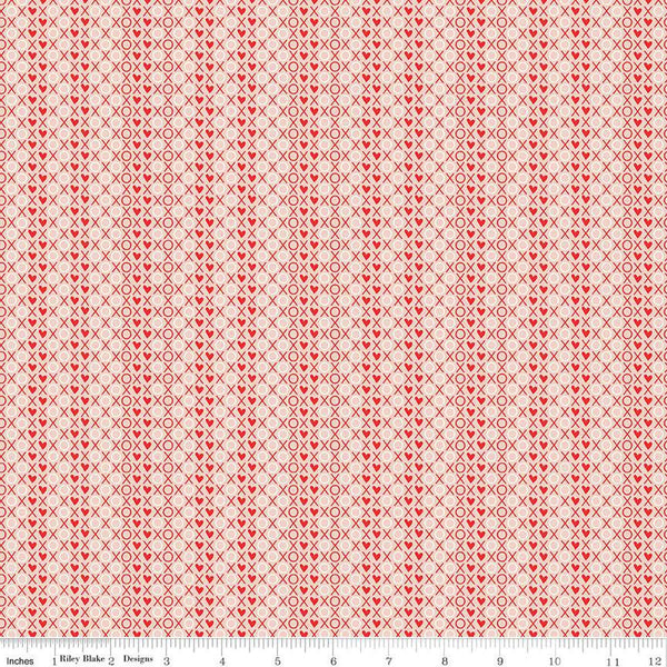 CLEARANCE I Love Us XOX C13969 Blush by Riley Blake Designs - Valentine's Day Valentines Hearts X's O's - Quilting Cotton Fabric