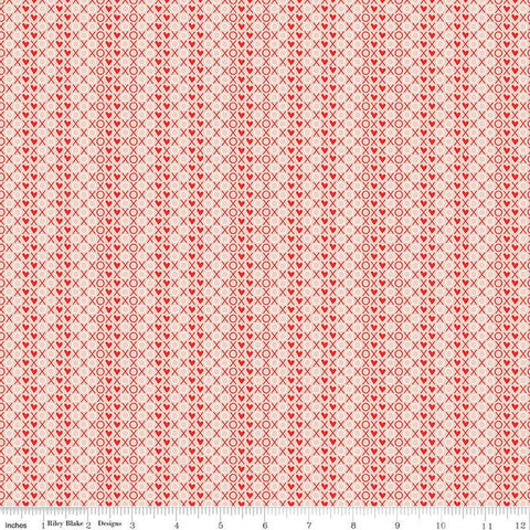 SALE I Love Us XOX C13969 Blush by Riley Blake Designs - Valentine's Day Valentines Hearts X's O's - Quilting Cotton Fabric