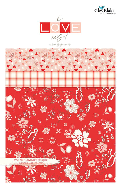 SALE I Love Us 2.5 Inch Rolie Polie Jelly Roll 40 pieces - Riley Blake - Precut Pre cut Bundle - Valentine's Day - Quilting Cotton Fabric