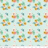 SALE Spring Gardens Bouquets C14111 Sky by Riley Blake Designs - Floral Flowers Pin Stripes - Quilting Cotton Fabric
