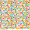 Fat Quarter End of Bolt - CLEARANCE Spring Gardens Floral C14112 Sky - Riley Blake Designs - Flowers Leaves - Quilting Cotton Fabric