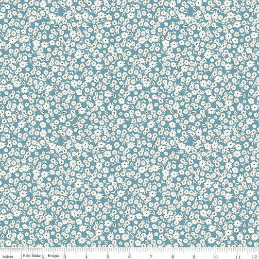 SALE Spring Gardens Blossoms C14113 Blue - Riley Blake Designs - Floral Flowers - Quilting Cotton Fabric