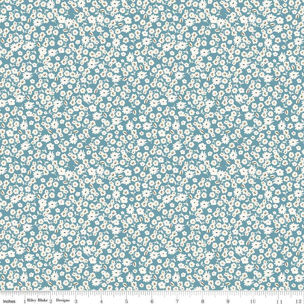 SALE Spring Gardens Blossoms C14113 Blue by Riley Blake Designs - Floral Flowers - Quilting Cotton Fabric
