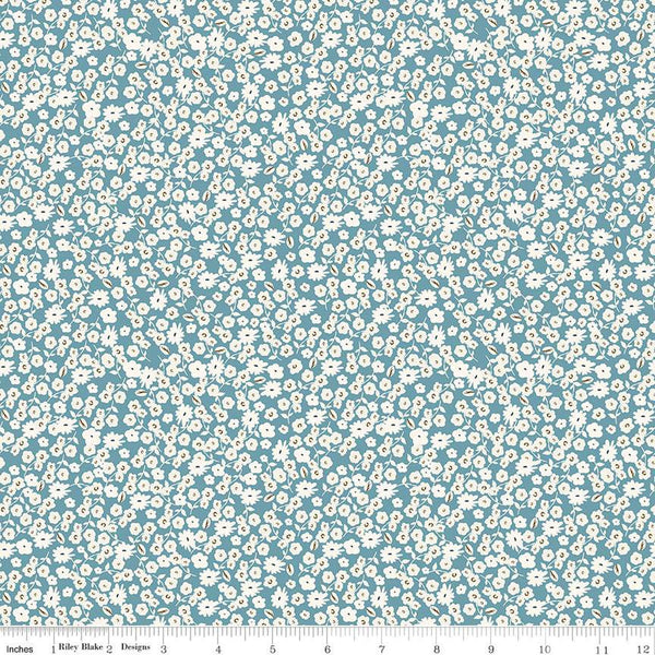 Spring Gardens Blossoms C14113 Blue by Riley Blake Designs - Floral Flowers - Quilting Cotton Fabric