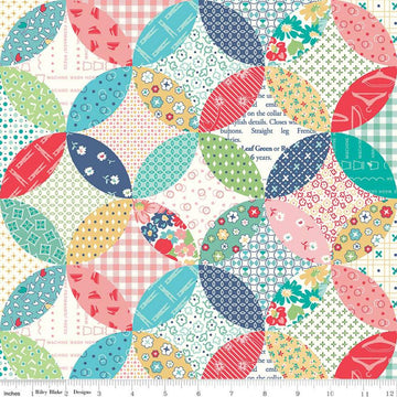 SALE Vintage Happy 2 Quilted Multi Printed Quilt Fabric C9145 - Lori Holt Riley Blake Quilting Cotton Fabric