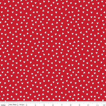 24" End of Bolt - SALE My Valentine Heart Toss C14154 Red by Riley Blake - Hearts Valentine's Day Valentines - Quilting Cotton Fabric