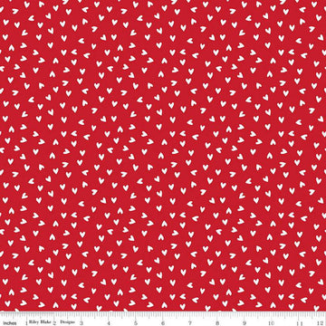 15" End of Bolt - SALE My Valentine Heart Toss C14154 Red by Riley Blake Designs - Hearts Valentine's Day Valentines  Quilting Cotton Fabric