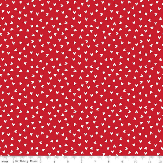 15" End of Bolt - SALE My Valentine Heart Toss C14154 Red by Riley Blake Designs - Hearts Valentine's Day Valentines  Quilting Cotton Fabric