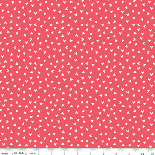SALE My Valentine Heart Toss C14154 Tea Rose by Riley Blake Designs - Hearts Valentine's Day Valentines - Quilting Cotton Fabric
