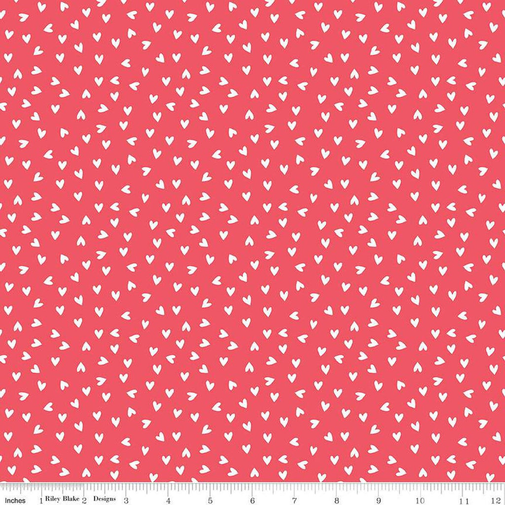 SALE My Valentine Heart Toss C14154 Tea Rose by Riley Blake Designs - Hearts Valentine's Day Valentines - Quilting Cotton Fabric