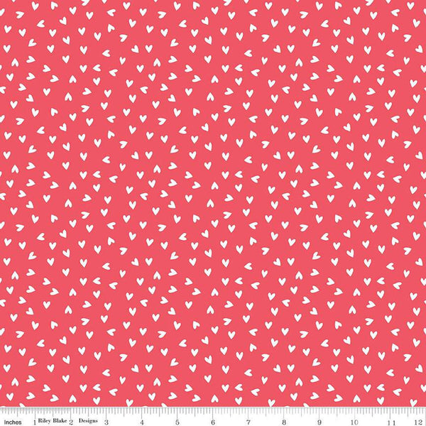 SALE My Valentine Heart Toss C14154 Tea Rose by Riley Blake Designs - Hearts Valentine's Day Valentines - Quilting Cotton Fabric