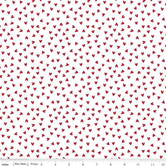 My Valentine Heart Toss C14154 White by Riley Blake Designs - Hearts Valentine's Day Valentines - Quilting Cotton Fabric