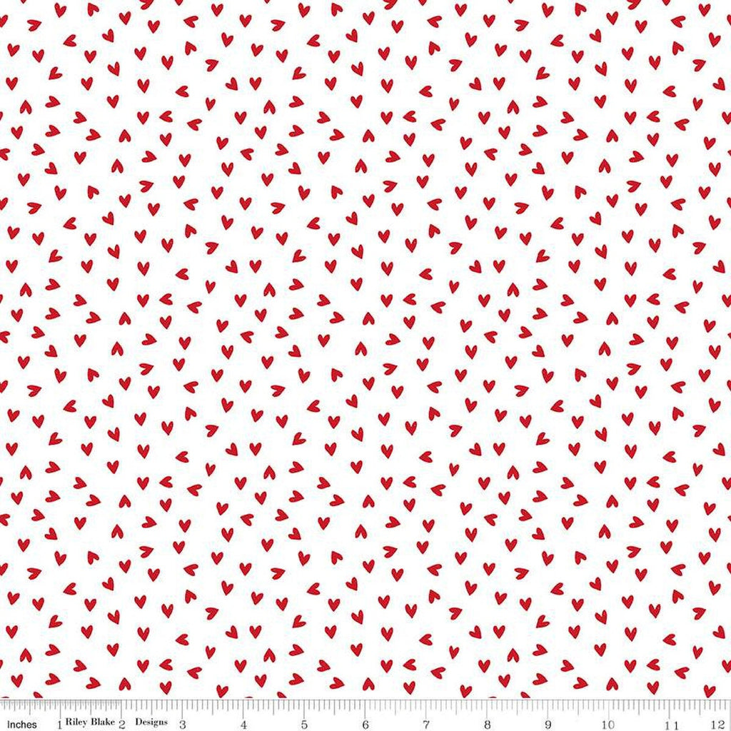 SALE My Valentine Heart Toss C14154 White by Riley Blake Designs - Hearts Valentine's Day Valentines - Quilting Cotton Fabric