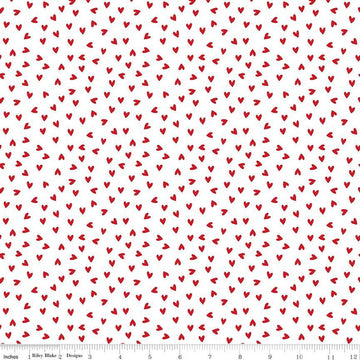 14" End of Bolt - My Valentine Heart Toss C14154 White by Riley Blake Designs - Hearts Valentine's Day Valentines - Quilting Cotton Fabric