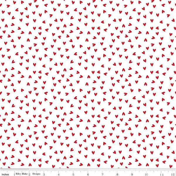 My Valentine Heart Toss C14154 White by Riley Blake Designs - Hearts Valentine's Day Valentines - Quilting Cotton Fabric