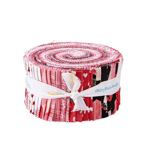 SALE My Valentine 2.5 Inch Rolie Polie Jelly Roll 40 pieces - Riley Blake - Precut Pre cut Bundle - Valentine's Day - Quilting Cotton Fabric