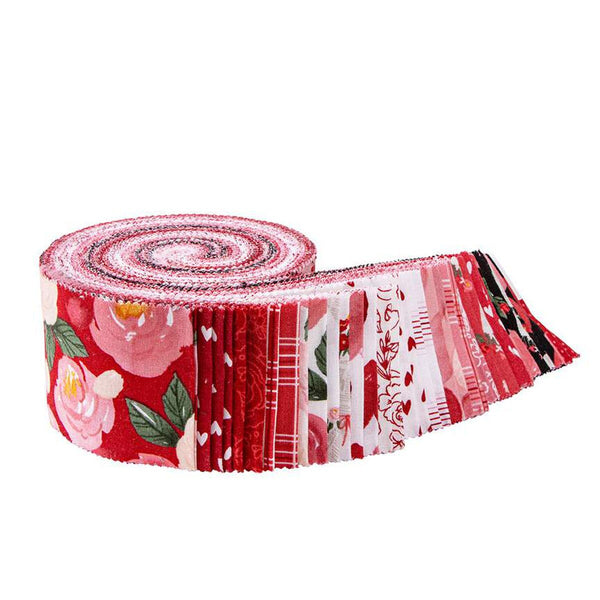 SALE My Valentine 2.5 Inch Rolie Polie Jelly Roll 40 pieces - Riley Blake - Precut Pre cut Bundle - Valentine's Day - Quilting Cotton Fabric