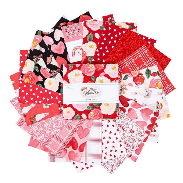 SALE My Valentine Charm Pack 5" Stacker Bundle - Riley Blake Designs - 42 piece Precut Pre cut - Valentine's Day - Quilting Cotton Fabric