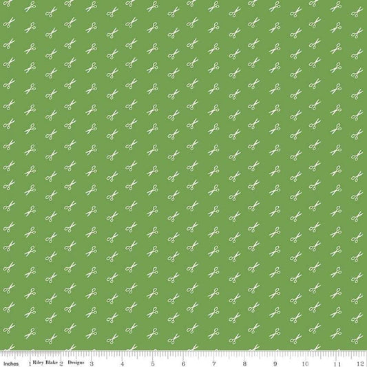 SALE Bee Basics Scissors C6408 Green - Riley Blake Designs - Lori Holt - Quilting Cotton Fabric