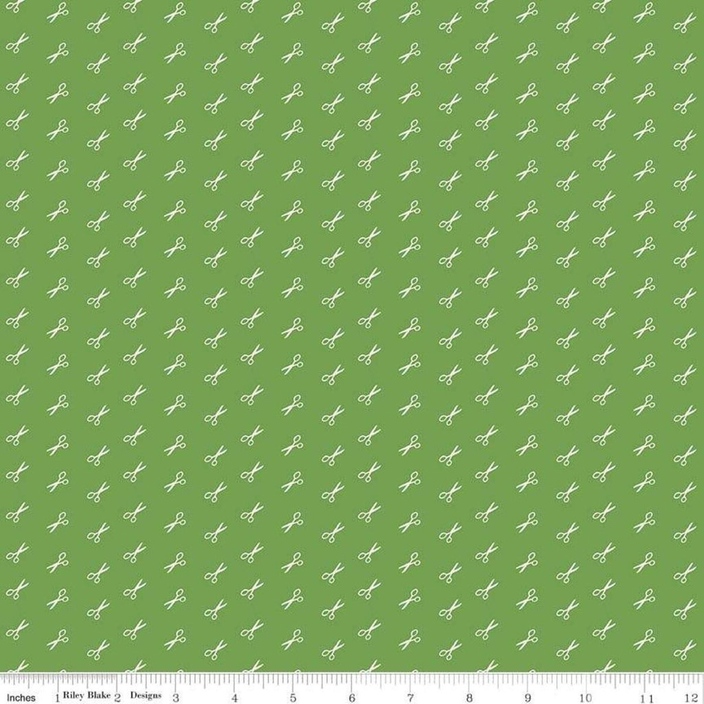 SALE Bee Basics Scissors C6408 Green by Riley Blake Designs - Lori Holt - Quilting Cotton Fabric