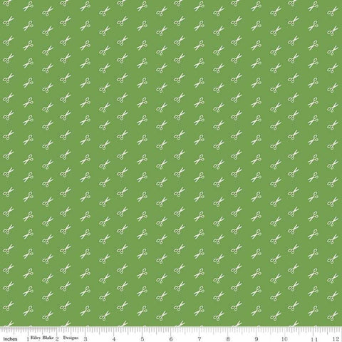 SALE Bee Basics Scissors C6408 Green by Riley Blake Designs - Lori Holt - Quilting Cotton Fabric