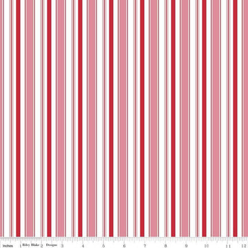 SALE Cozy Christmas Stripe Pink C5368 - Lori Holt  Riley Blake Quilting Cotton Fabric