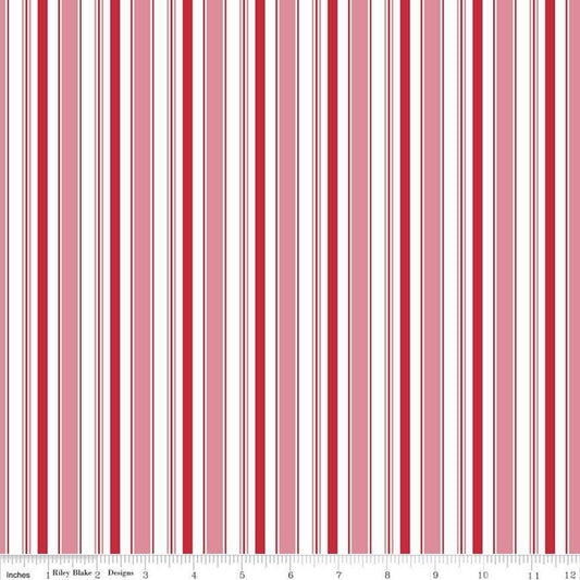 DEAL Cozy Christmas Stripe Pink C5368 - Lori Holt  Riley Blake Quilting Cotton Fabric