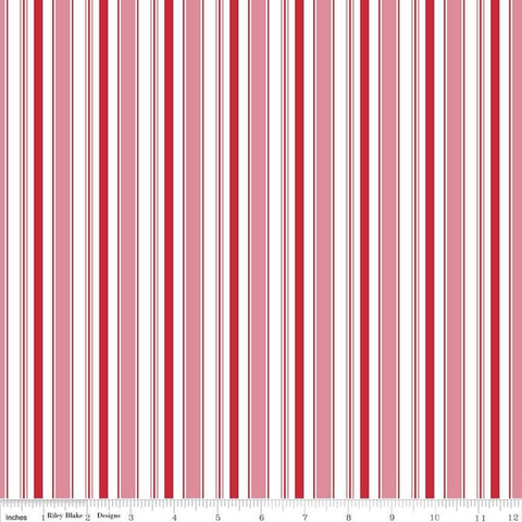 Cozy Christmas Stripe C5368 Pink by Riley Blake Designs - Stripes Striped - Lori Holt - Quilting Cotton Fabric