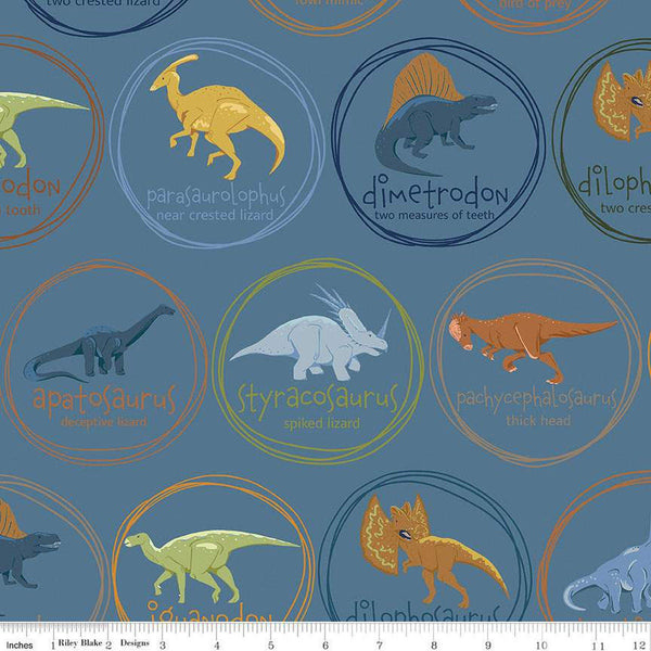 Cretaceous Main C14100 Denim by Riley Blake Designs - Dinosaur Dinosaurs - Quilting Cotton Fabric