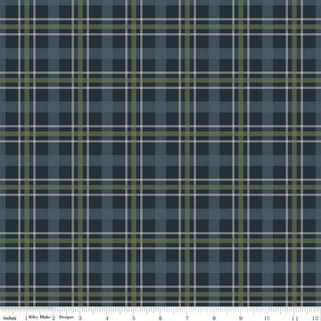 11" End of Bolt - Cretaceous Plaid C14102 Navy by Riley Blake Designs - Large Multicolored Plaid - Quilting Cotton Fabric