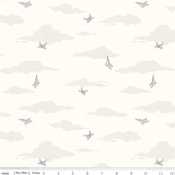 Cretaceous Pterodactyl Clouds C14103 Cream - Riley Blake Designs - Dinosaur Dinosaurs - Quilting Cotton Fabric