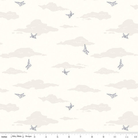 Cretaceous Pterodactyl Clouds C14103 Cream by Riley Blake Designs - Dinosaur Dinosaurs - Quilting Cotton Fabric