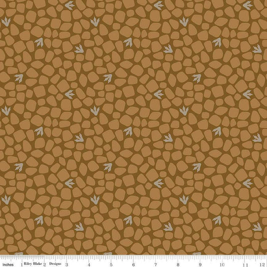 10" End of Bolt - SALE Cretaceous Pebbles C14104 Brown by Riley Blake Designs - Dinosaur Tracks Rocks Dinosaurs - Quilting Cotton Fabric