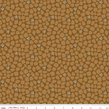 11" End of Bolt - SALE Cretaceous Pebbles C14104 Brown by Riley Blake Designs - Dinosaur Tracks Rocks Dinosaurs - Quilting Cotton Fabric