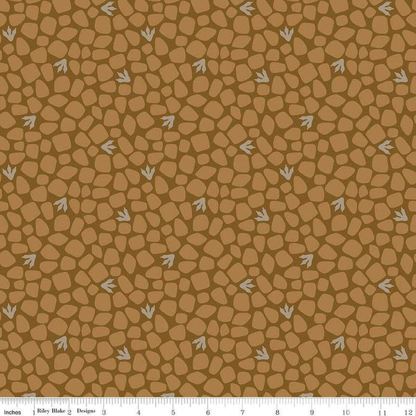 SALE Cretaceous Pebbles C14104 Brown by Riley Blake Designs - Dinosaur Tracks Rocks Dinosaurs - Quilting Cotton Fabric