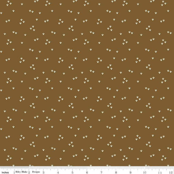 SALE Cretaceous Scattered Footprints C14105 Brown by Riley Blake Designs - Dinosaur Tracks Dinosaurs - Quilting Cotton Fabric