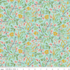 DEAL Blossom Lane Floral Branches C14001 Aqua - Riley Blake Designs - Leaves Flowers - Quilting Cotton Fabric