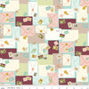 CLEARANCE Blossom Lane Posts C14003 Aqua - Riley Blake Designs - Envelopes Stamps - Quilting Cotton Fabric