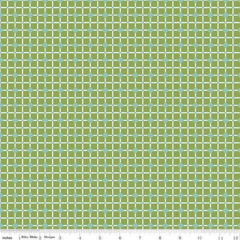 29" End of Bolt - SALE Blossom Lane Tiles C14005 Green by Riley Blake Designs - Geometric - Quilting Cotton Fabric