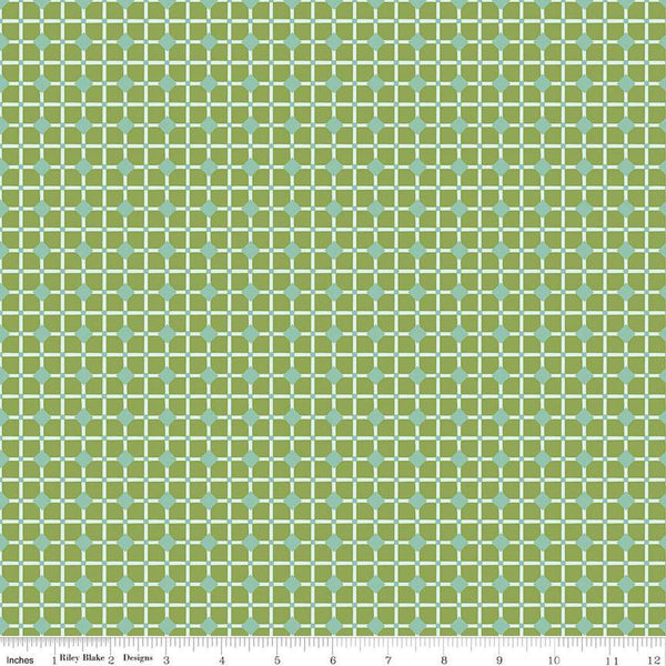 29" End of Bolt - SALE Blossom Lane Tiles C14005 Green by Riley Blake Designs - Geometric - Quilting Cotton Fabric