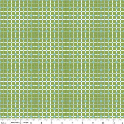 29" End of Bolt - SALE Blossom Lane Tiles C14005 Green by Riley Blake Designs - Geometric - Quilting Cotton Fabric