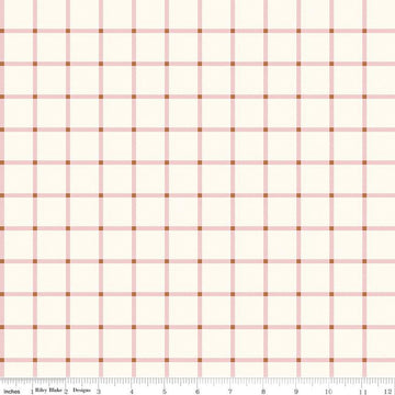 SALE Sweetbriar Plaid C14024 Cream - Riley Blake Designs - 1" Plaid Pattern - Quilting Cotton Fabric
