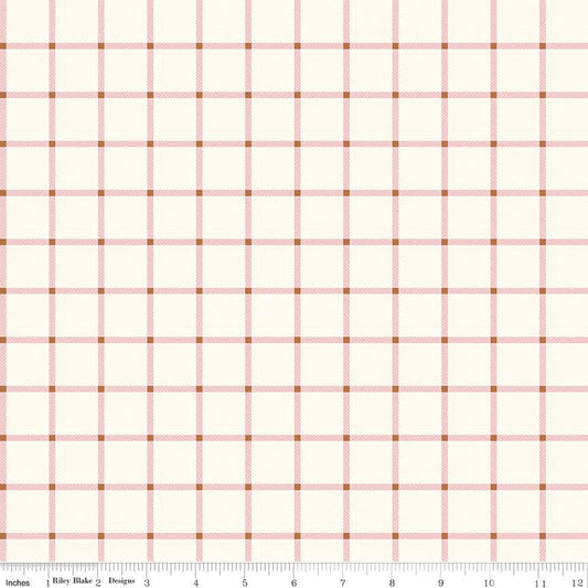 SALE Sweetbriar Plaid C14024 Cream - Riley Blake Designs - 1" Plaid Pattern - Quilting Cotton Fabric