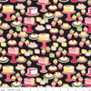 20" End of Bolt - Flour and Flower Sweet Bakes C14013 Black by Riley Blake Designs - Cakes Cupcakes Pies Desserts - Quilting Cotton Fabric